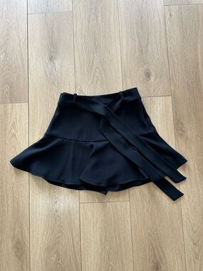 Zara Black Ruffle Tie-Waist Mini Skort